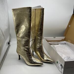 Worthington Womens Pleasant Stiletto Heel Dress Boots Gold Size 6